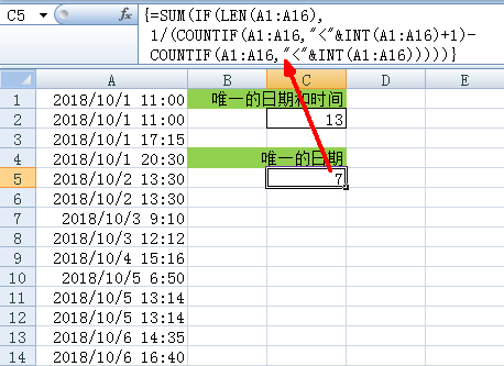 如何统计唯一的日期或时间? ></p>