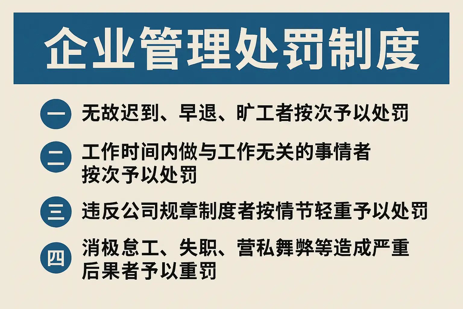 企业管理处罚制度有哪些?全面解析企业内部处罚规范与执行标准 • 简道云