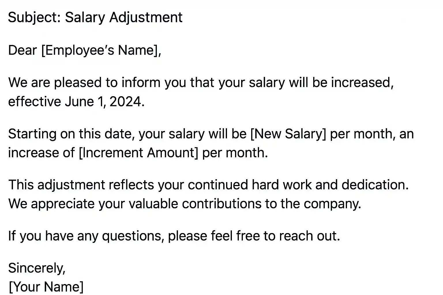 调薪邮件模板怎么写？给员工发调薪邮件最佳范例解析• 简道云