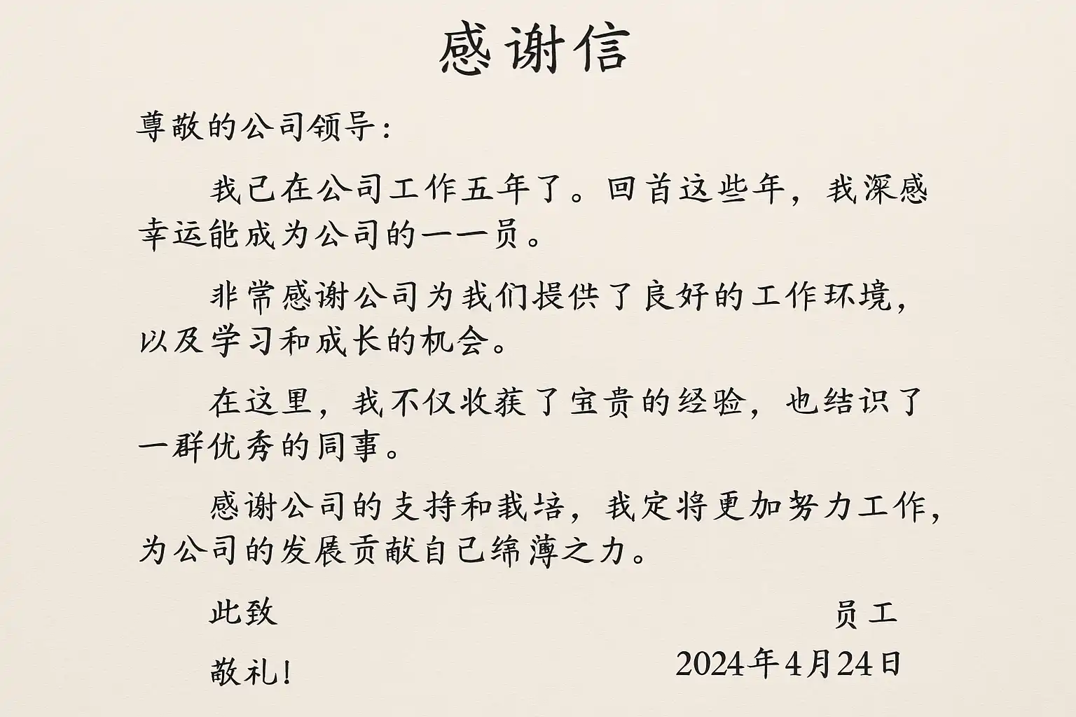 员工写给公司的感谢信：如何表达真诚感激？员工写给公司的感谢信，表达感谢有哪些技巧？ • 简道云
