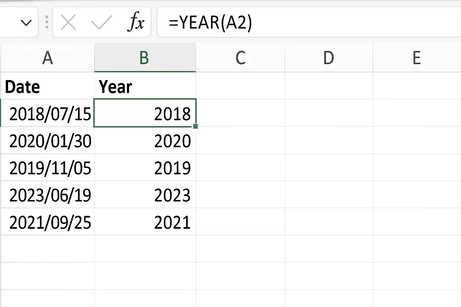excel提取年份方法详解，如何快速从日期中提取年份？ • 简道云